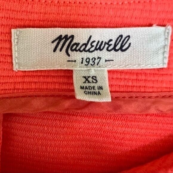 Madewell bright orange textured back zipper stretch top blouse size XS. - Picture 3 of 6
